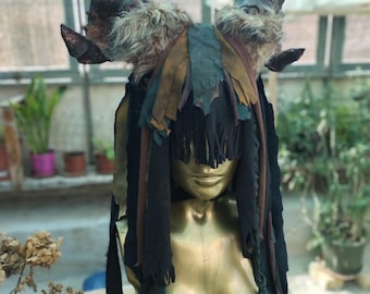 Shaman Headpiece | Shamanic| Elf Mask | Viking Larp| Halloween Headpiece | Druid Larp Accessories | Fantasy Costume