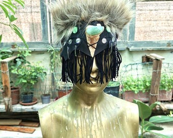 Shaman Eye Cover | Shamanic Pagan Headband | Elf Wood Mask | Halloween Costume | Druid Larp Accessories | Fantasy Clothing | Witch Pagan