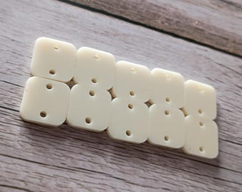 Acrylic ivory  2 hole square earring connectors
