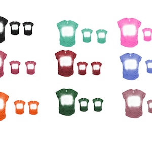 Lot de 9 t-shirts à l&#39;eau de javel PNG à télécharger pour les chemises vierges dans cette boutique (porte-clés, boucles d&#39;oreilles)