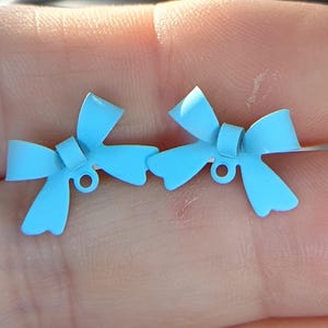 Light Blue Bow Stud Earring Connectors