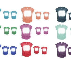Lot de 9 t-shirts à l&#39;eau de javel PNG à télécharger pour les chemises vierges dans cette boutique (porte-clés, boucles d&#39;oreilles)