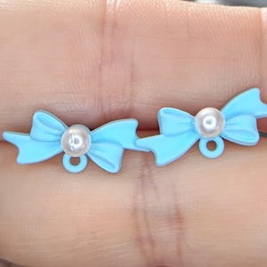 Light blue  Bow Stud Connectors With Pearls