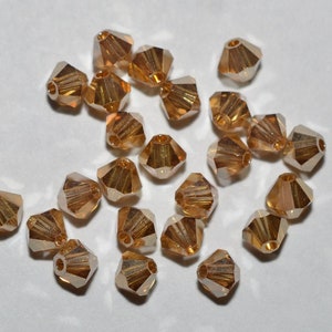 PRECIOSA Crystal - 25 Golden Flare 4mm Bicone Beads  (H22-6-02)