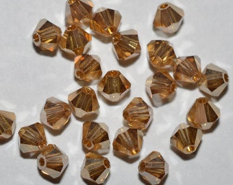 PRECIOSA Crystal - 25 Golden Flare 4mm Bicone Beads  (H22-6-02)