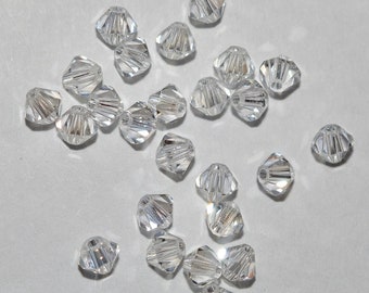 PRECIOSA Crystal - 25 Crystal Clear 4mm Bicone Beads  (H22-4-04)