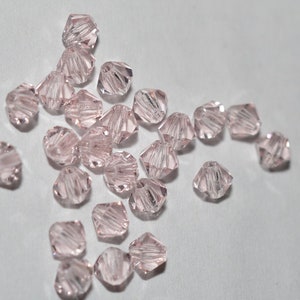 PRECIOSA Crystal - 50 Lt Rose 4mm Bicone Beads  (H24-3-05)