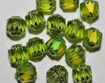 6mm Lime Cathedral Beads - 15 pcs (2043205B - CC1-3-02)
