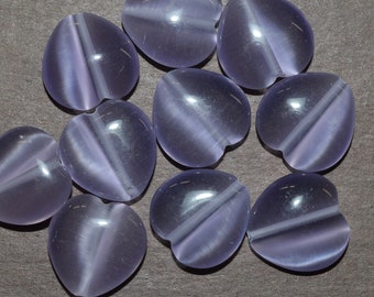 Iolith Blaues Katzenauge, Faseroptik Glas 15mm Herzperlen (2043116) C3-1-02