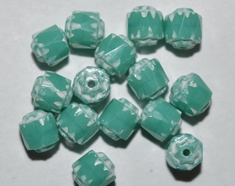 6mm Türkis/Weiße Domperlen - 15 Stück (2043221 - CC2-2-02)