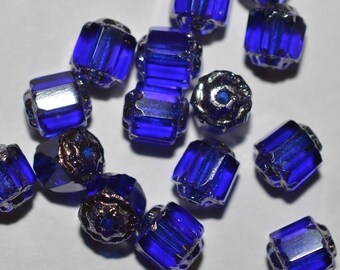 6mm Cobalt Cathedral Beads - 15 pcs (2043204 - CC1-2-02)