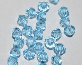 PRECIOSA Crystal - 24 AQUA 6mm Bicone Perlen (H25-1-01)