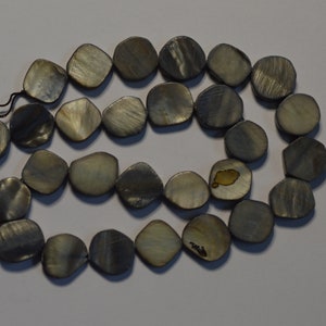 12mm Mother of Pearl Grey flat irregular shaped Beads (2041703) B102