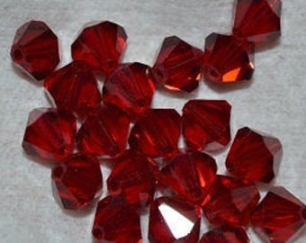 PRECIOSA Crystal - Siam 25 - 4mm Genuine Preciosa Crystal Beads (H23-2-04)