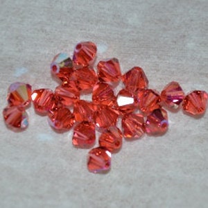 PRECIOSA Crystal Padparadscha - 50  4mm Genuine Preciosa Crystal Bicone Beads (H24-5-01)