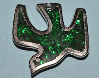 Vintage Metal and Green Bird Pendants  (1060343 - MP2-3-01)