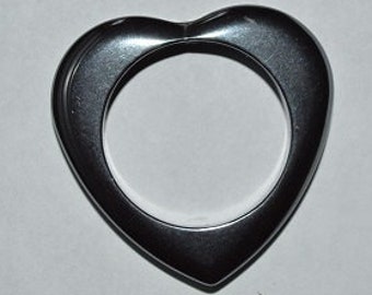 35mm Hematite Open Heart Pendant Bead (2040007) HE0-1