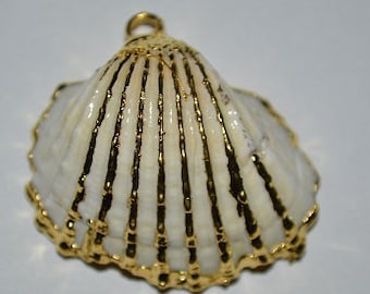 Conchiglie di capesante bordate d'oro vintage 24K, guscio rivestito in oro, gioielli nautici (1070021 - SP6-1-02)