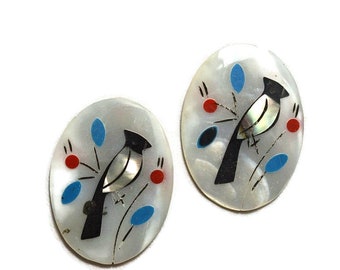 1 Pc Inlaid Mother of Pearl Bird Cabachon. 29x22mm - (9999018) Bay D-BB4-5-02
