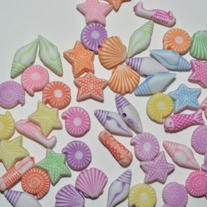 Adorable Assorted Pastel Color Acrylic Sea Life Beads (4170026) E7-1-01