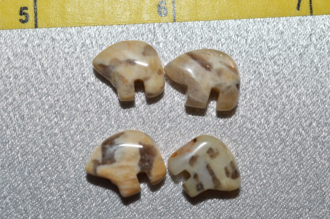 Picasso Stone Zuni Bear Beads, Top Drilled Beads 2 Pc 2040176JM Q655