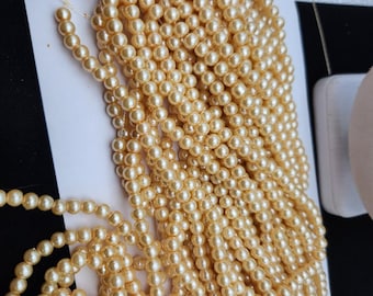 6mm Glass Pearls, Moccasin, Pearlized Glass Beads, 1 full Strand - 16" (2014111)BayO