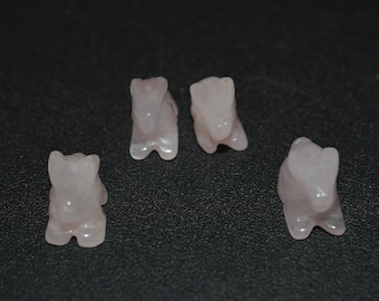 Vintage Hand Carved Rose Quartz Rabbit Fetish Beads. Lot of 2 (2040151) A9-1-01