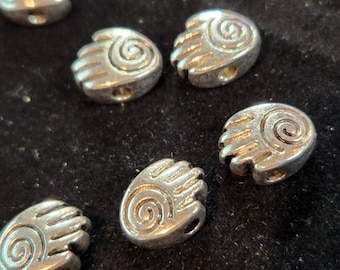 Healing Hand Spacer Beads. Reiki Jewelry Component, Massage Therapist. Approx 10.5mm  (3026101)  F7-1-01