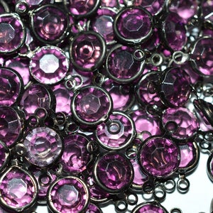 10 - 8mm Vintage Swarovski Crystal Channels with Oxidized Brass Loops - Amethyst (2040541B)