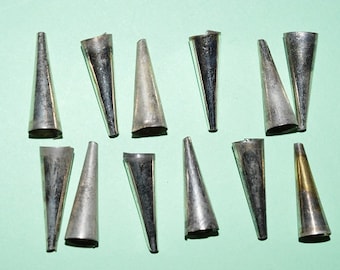Silver Plated Necklace Cones, Necklace Ends, Silver cones. (3024526)BayC-F10