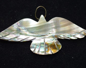 Vintage Abalone Adler Anhänger, Retro 70er Jahre OHNE RINGE (1060484A)BayE-SA2