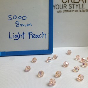 8mm Genuine Swarovski Lt. Peach AB Crystal Art. 5000 Round Faceted Beads (H16-7-02)
