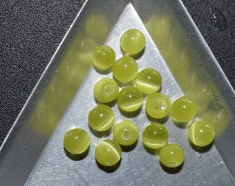 6mm Lime Green Cat's Eye, Fiber Optic Glass Round  beads (2043218) C7-1-02