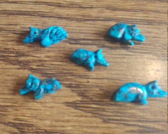 Vintage Turquoise Bear Fetish Beads. Native American. LIMITED QUANTITY (2040082)