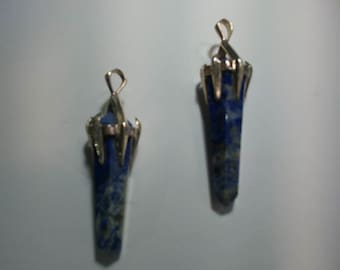 Vintage Lapis Lazuli Stein Punkt Anhänger mit Sterling Versilberter Steckschlaufe (1060457)