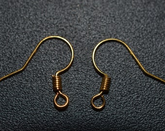 Shiny Gold Plated French Ear Hooks, Nickel Free (3011510RCNF - FEG1-4-01)