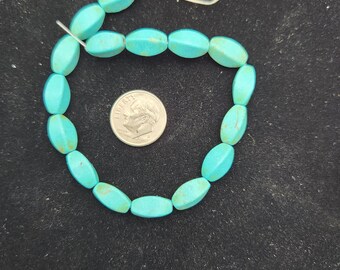 16 Pcs. 12x6mm Magnesite Twisted Oval Beads, Turquoise Colored Magnesite 4 Sided beads (2040242) BayB-MG4-5