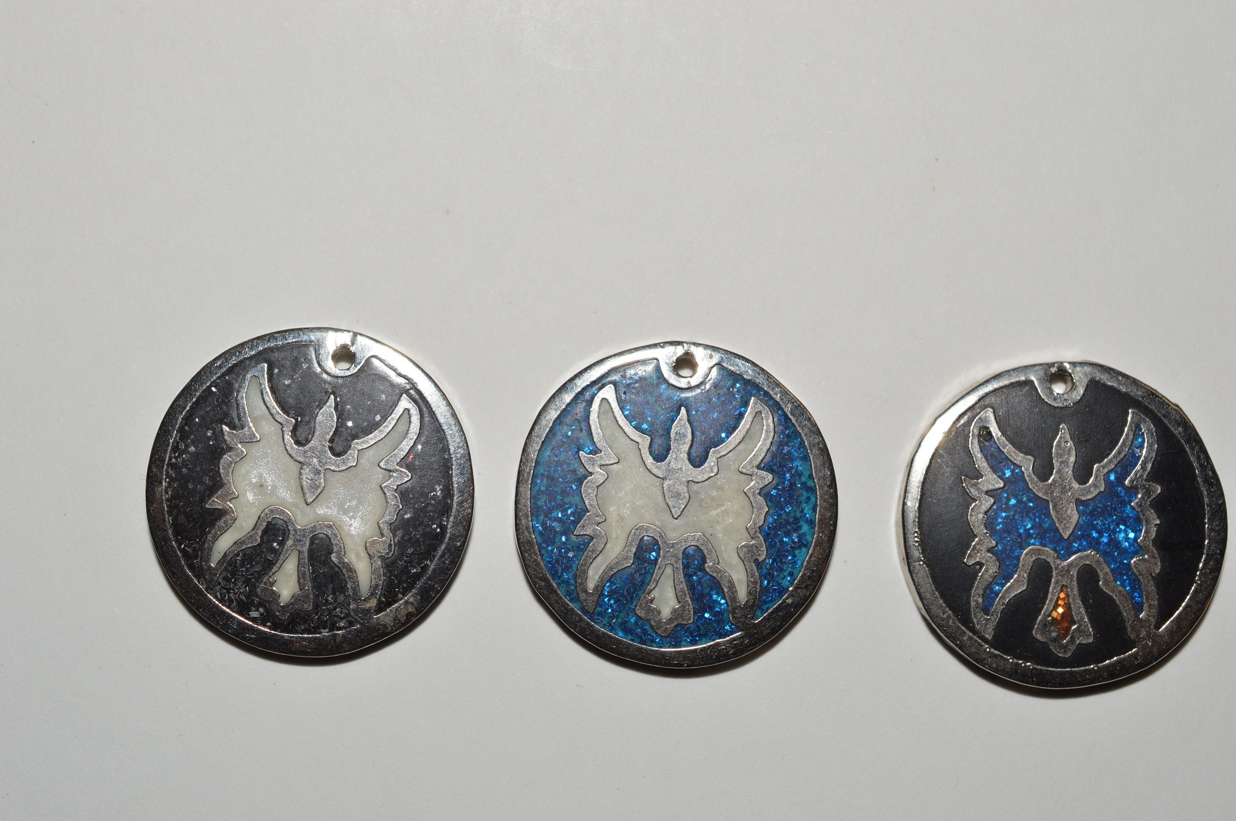 Vintage Silver Alloy Phoenix, Inlaid White Mother of Pearl