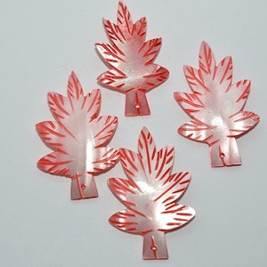 Vintage Red Mother Of Pearl Hand Carved Leaves. Lot of 10 (1061644 - MOP17-6-03)
