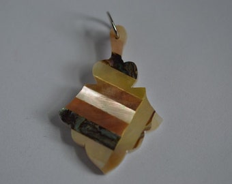 Vintage Mother of Pearl and Abalone Shell Intarsia Pendant (1060388) BayE-MOP12