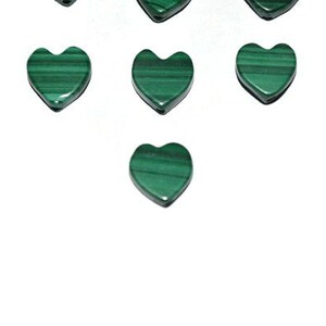 6- 6mm Beautiful Genuine Emerald Green Malachite Heart Beads (2040092) LSB2-3-02