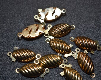 Gold Plated Oval Filligree Fish Hook Clasp - 10 pcs (3012517 - FCG2-3-01)