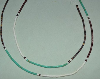 Penshell, Reconstructed Turquoise & White Clam shell Heishi Strands. Handcrafted in Phillipines (2050018)