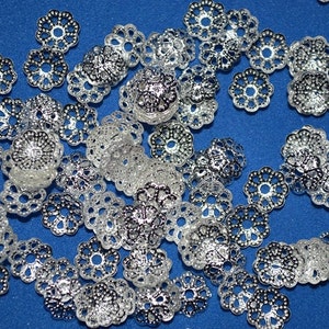 50 - 5-6mm Silver Plated Lacy Filligree bead caps (3020009 - FCB1-1-01)