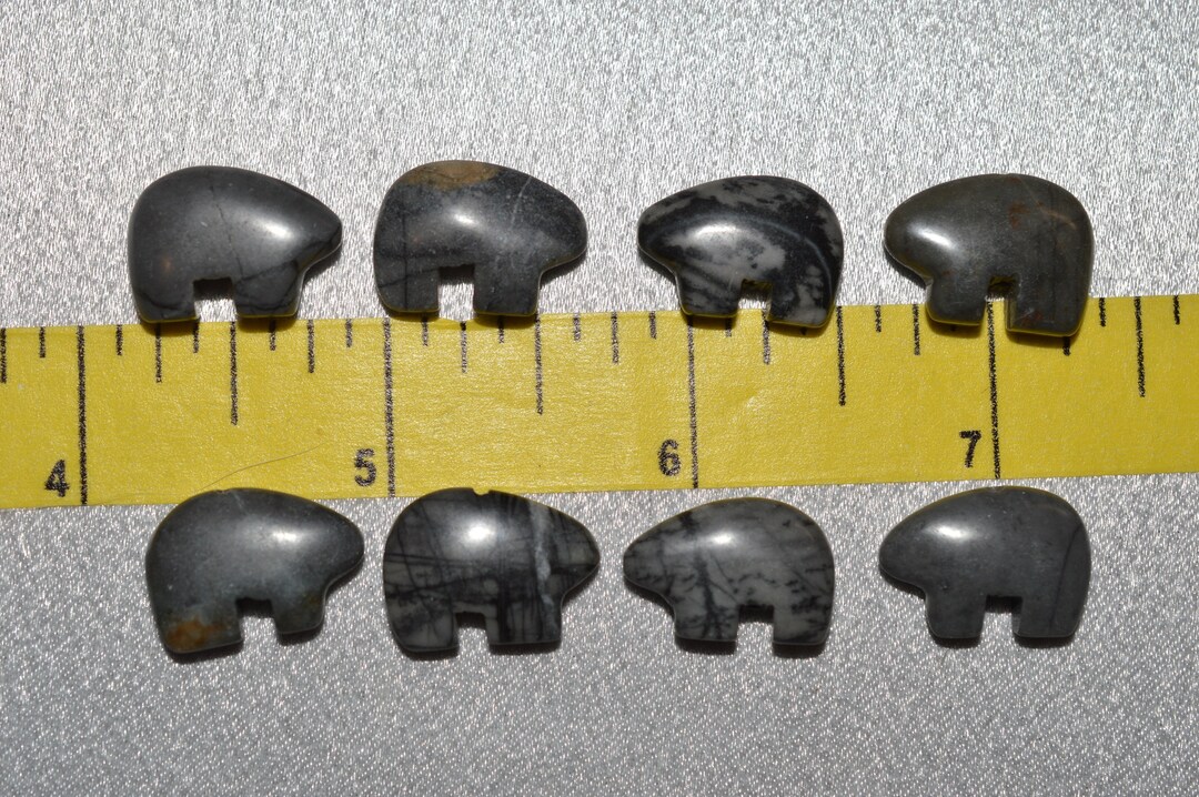 Picasso Stone Zuni Bear Beads, Top Drilled Beads 4 Pc 2040174 Q654 Etsy