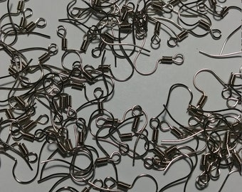100 pcs (50 pair) Hypo-allergenic Silver French Ear wire Hooks, coil only. (3021501CNF)
