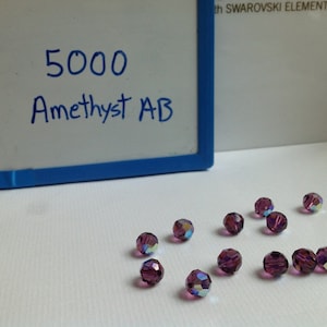 12 Pcs 8mm Genuine Swarovski Amethyst AB Crystal Art. 5000 Round Faceted Beads (H16-1-01)