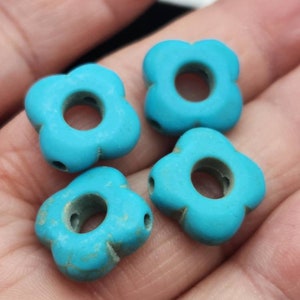 Magnesiet Bloemen Donut Kralen, Turkoois (2040194) MG2-3-01