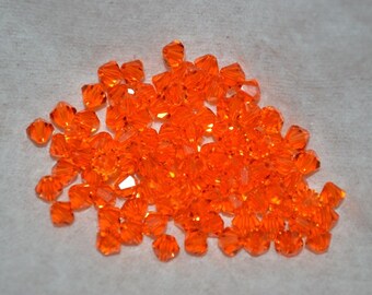 24 RED TOPAZ 4mm Bicone Beads - Article 5301 4mm,  Red Topaz Swarovski Beads H3-1-04