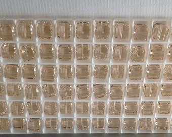 12 - 5601 - 6mm Genuine Swarovski Crystal Bead Cubes - Silk (H18-6-05)